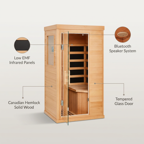 Mini Sauna, Low Emf Far Infrared Sauna, Home Spa Sauna with Bluetooth Speakers